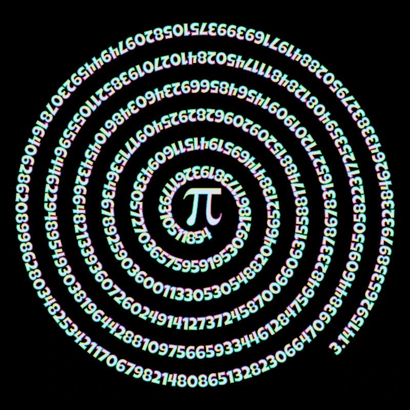 Pi Symbol Spiral Rainbow Pi Day Digits