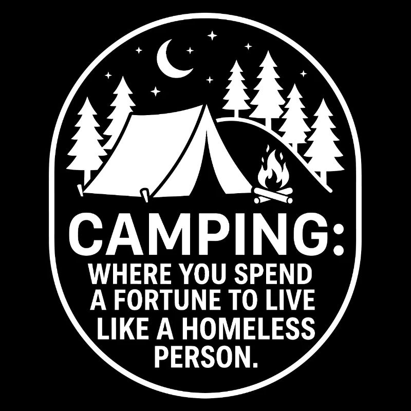 Humour de camping : silhouette autour du feu de camp