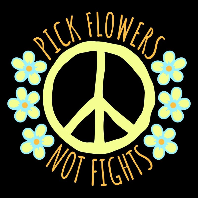 Pick Flowers Not Fights Blumen Frieden Lustig Logo