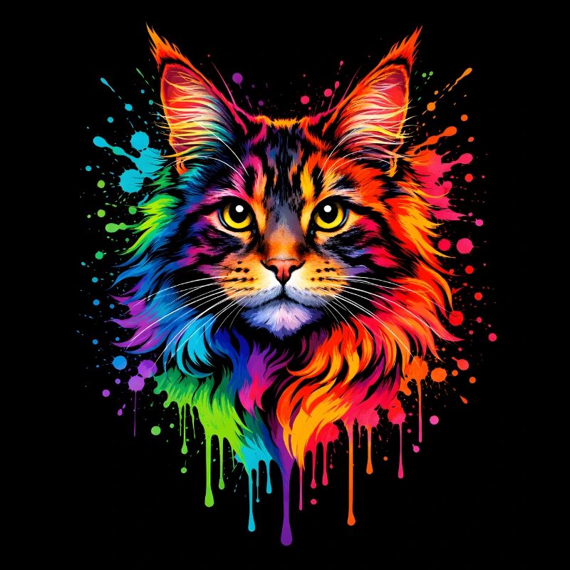 Néon du Maine Coon | Art du chat Pop Art