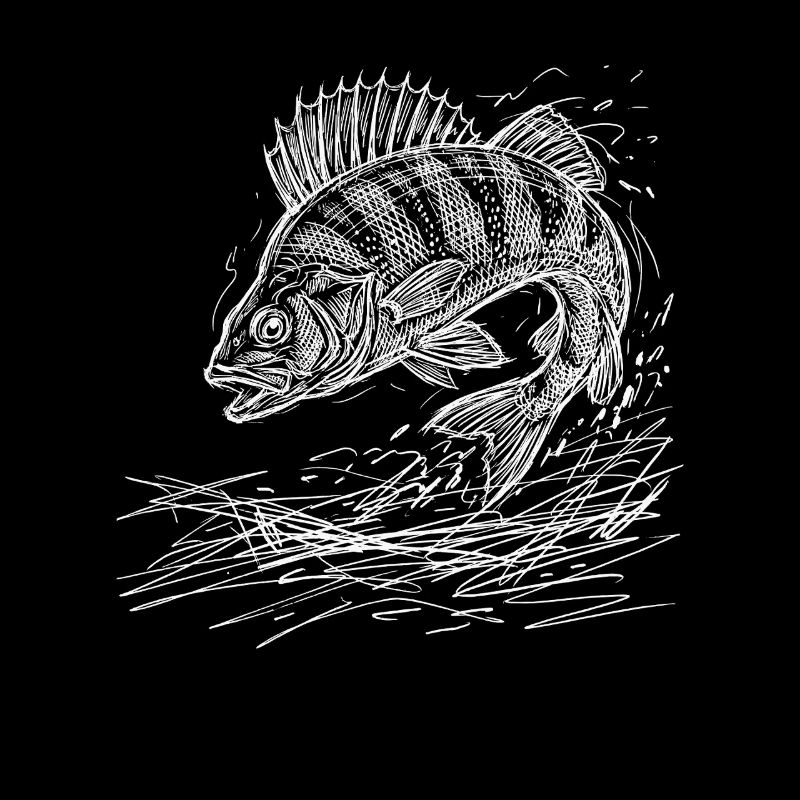 Barsch Angeln Design – Perch Sketch Art