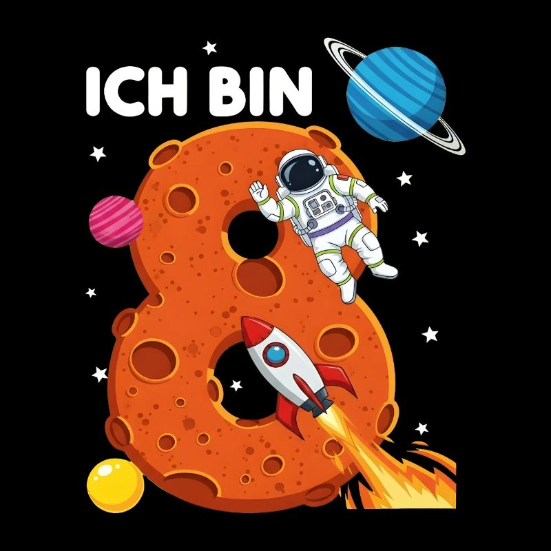 Ich bin 8 Astronaut Weltraum Geburtstag