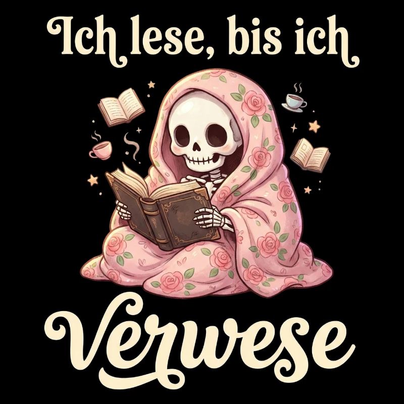 Lesender Totenkopf mit Rosendecke