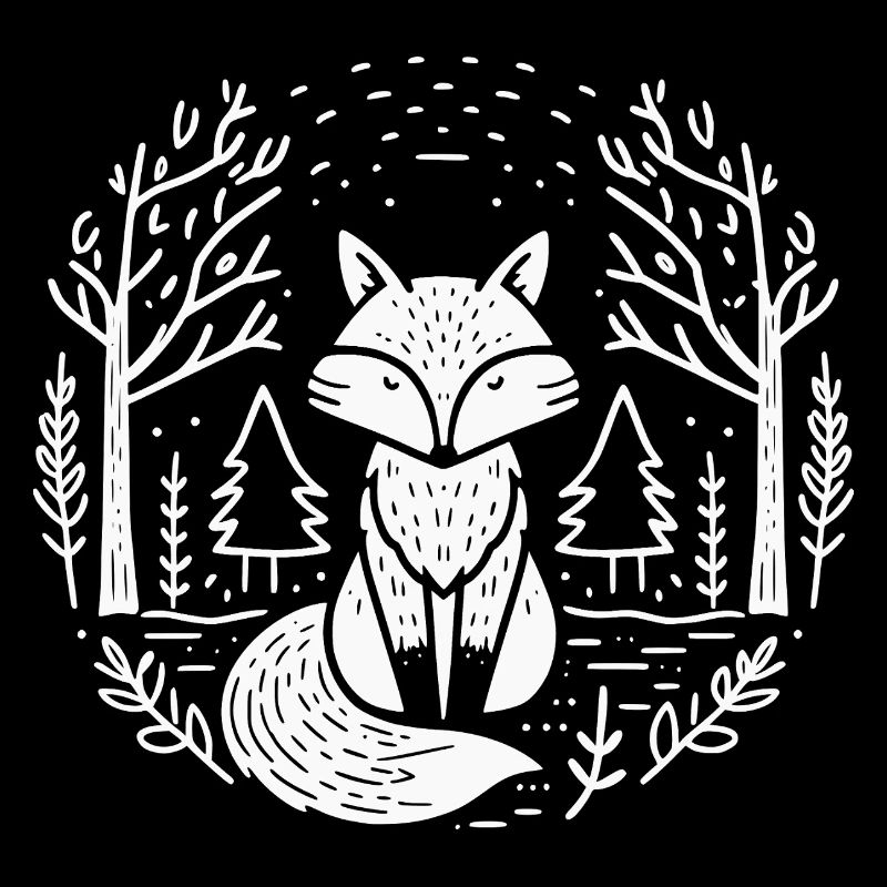Fuchs im Wald Kreis Illustration