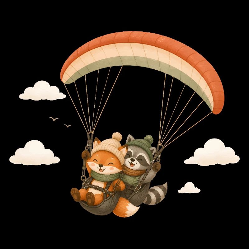 Tandem Flight Fox Raton Laveur Cartoon