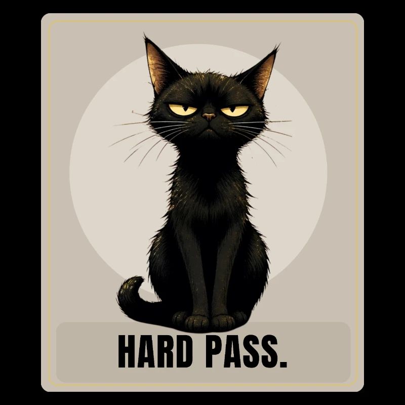 Hard Pass. – Sarcastic Black Cat Design