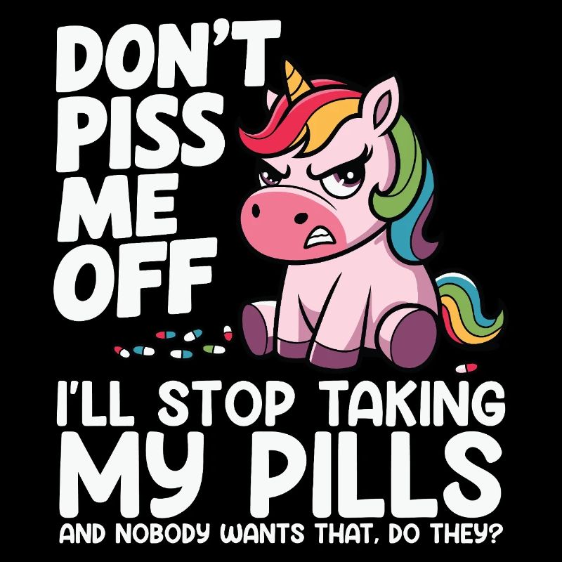 Licorne en colère : blague sur la pilule Je ne prends pas de pilule