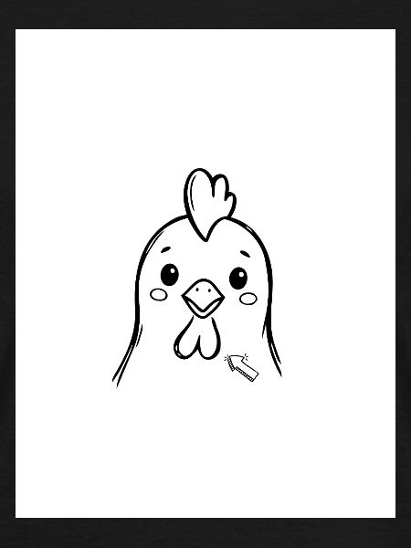 Chick Friend: Minimal Line Drawing