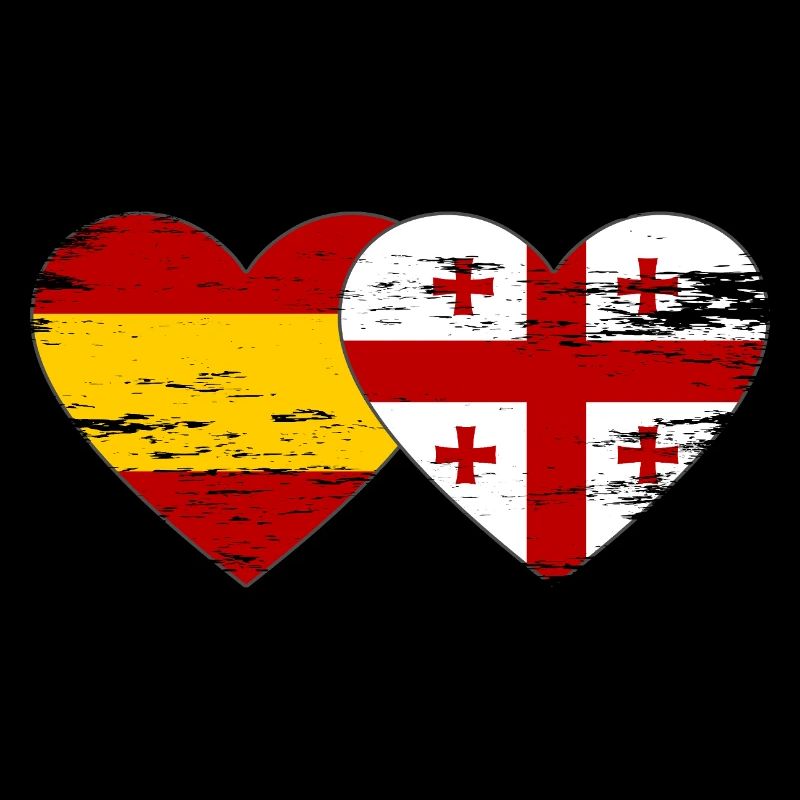Espagne Géorgie Drapeau Coeur utilisé