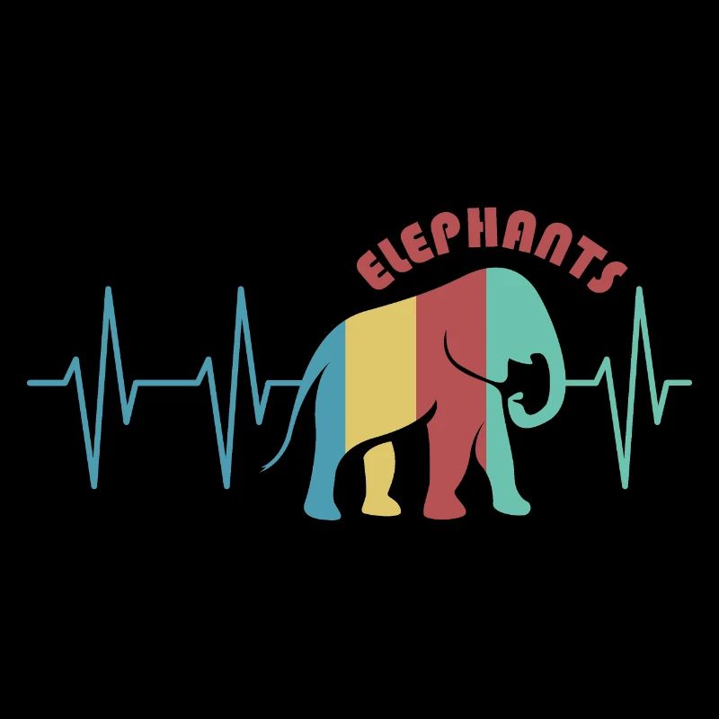 pulse colorful elephant animals trunk retro colors icon