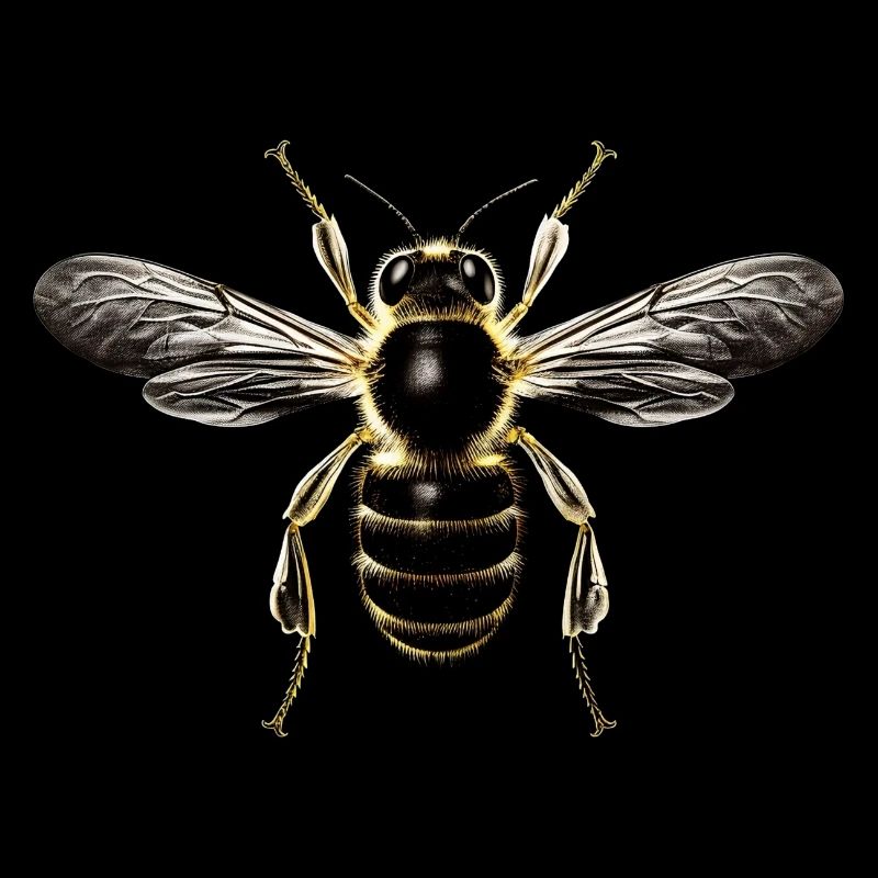 Detailed bee illustration on textiles