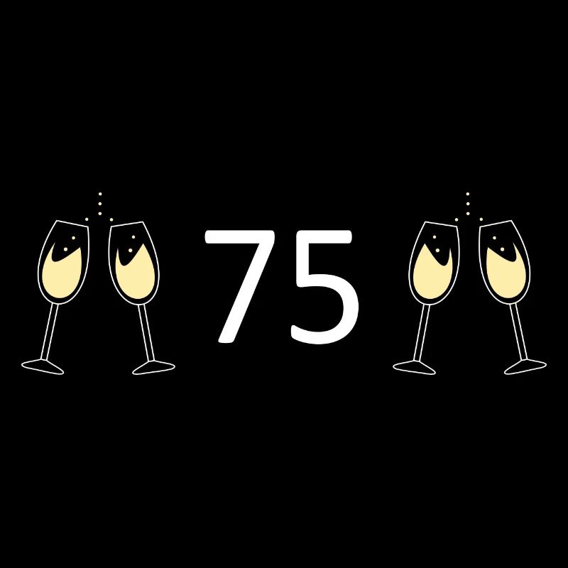 75th Birthday 75th Anniversary 75 Number 75 black