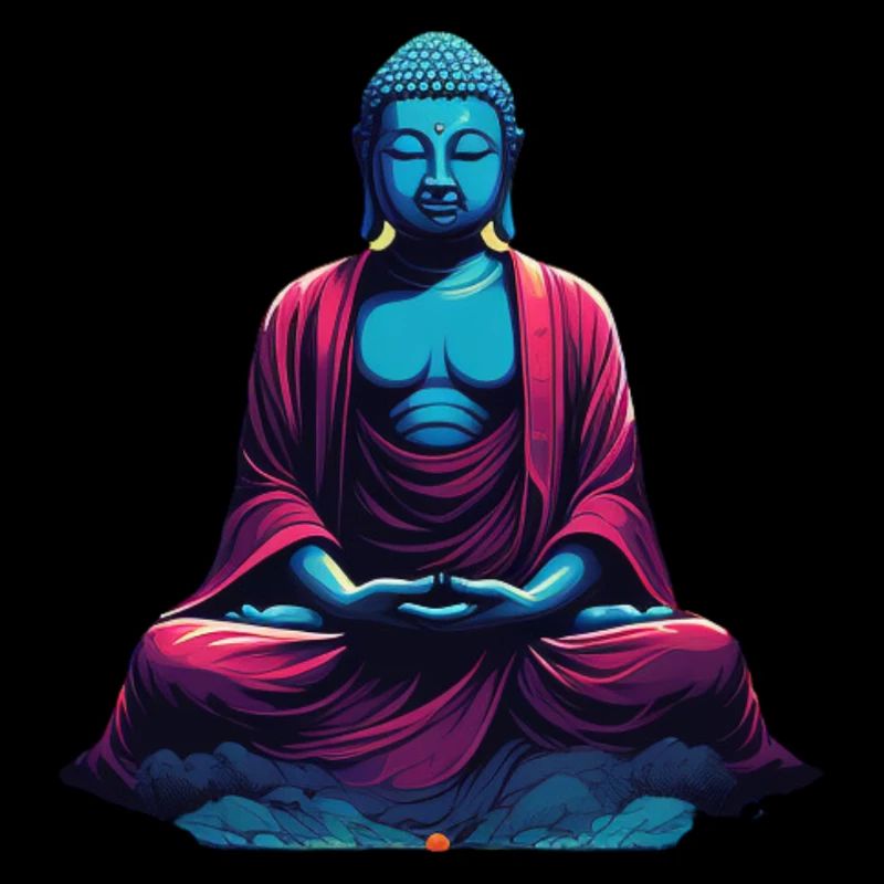 Blue Buddha in meditation contemplation duality