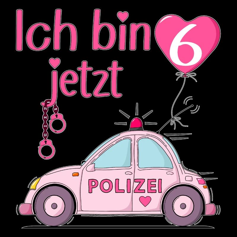 Polizeiauto Ich bin jetzt 6 Geburtstag Rosa