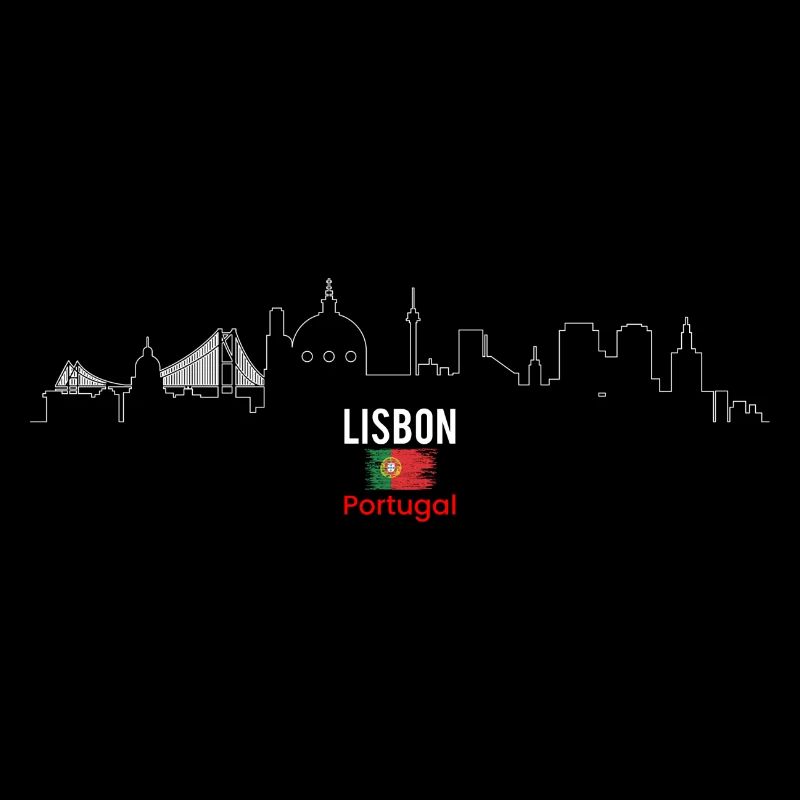 Ligne d’horizon de Lisbonne avec drapeau