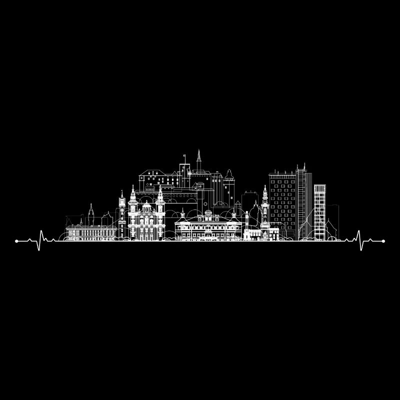 Dessin au trait City Pulse Skyline