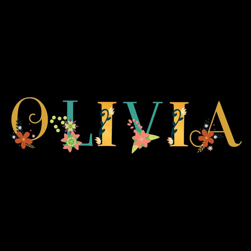 Art du nom OLIVIA avec des fleurs brodées
