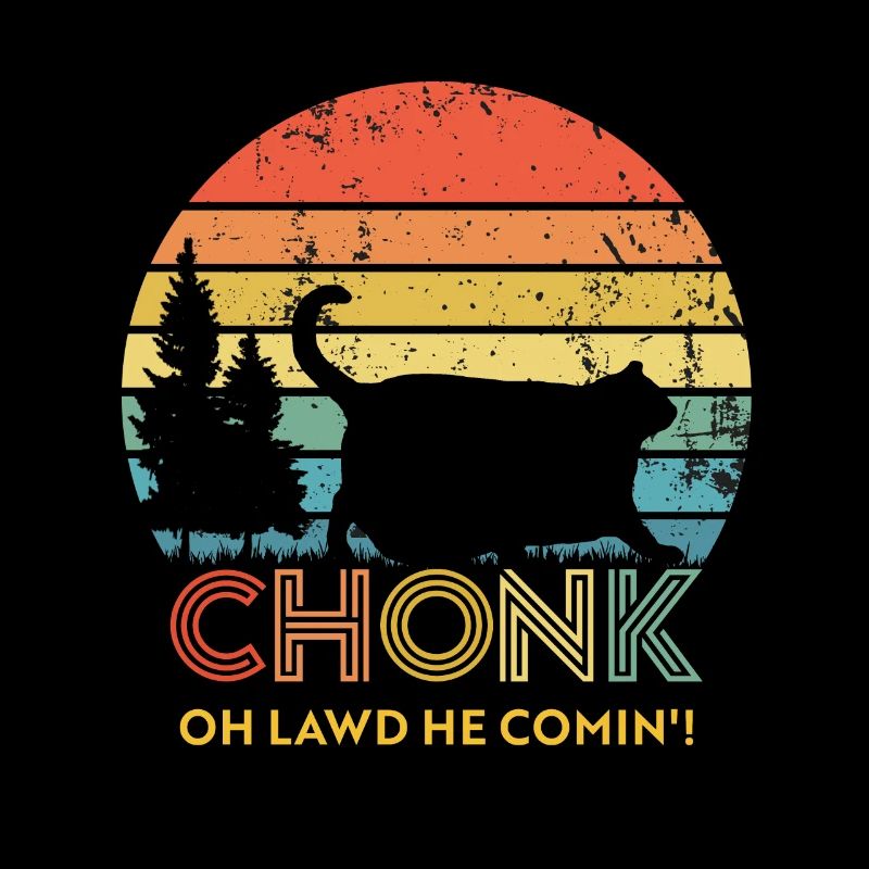 Retro coucher de soleil chat Chonk chubby chat