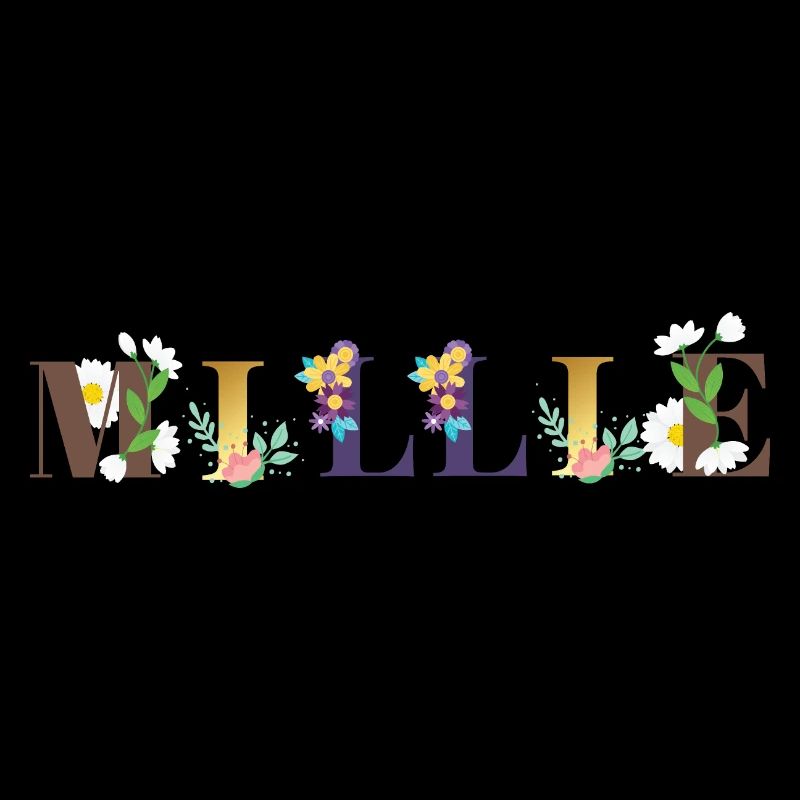 MILLIE Namenskunst mit Blumen gestickt