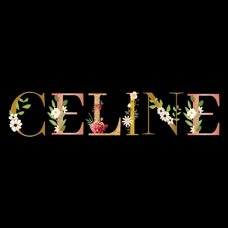 CELINE name adorned with flowers