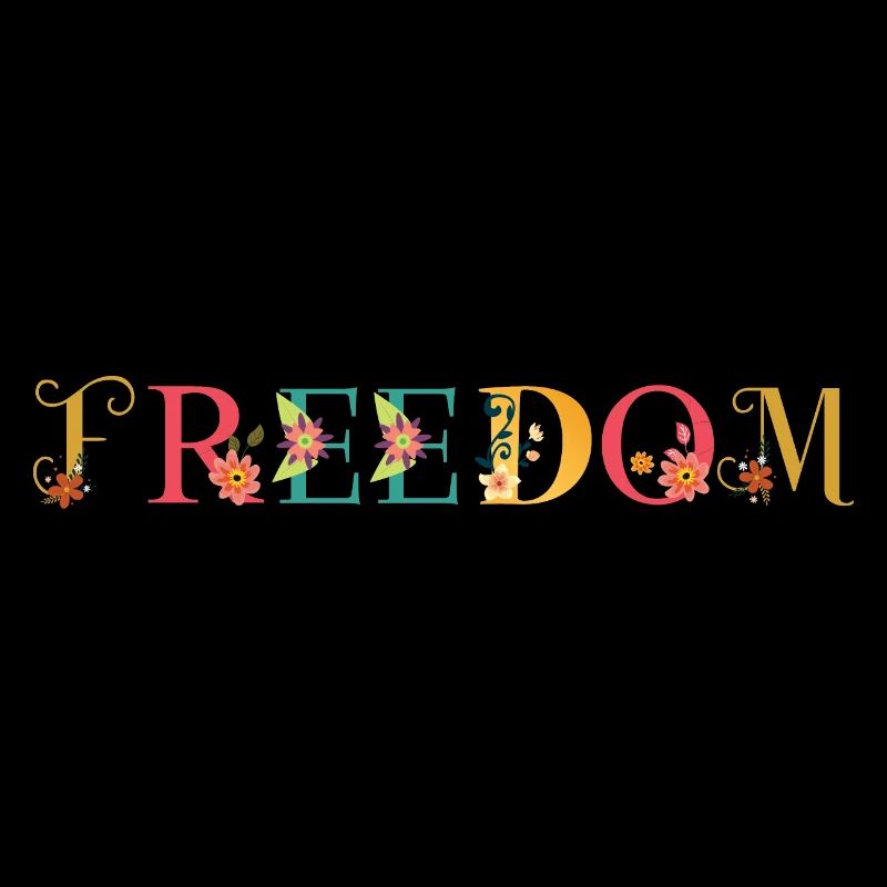 LIBERTÉ Nom Art avec fleurs brodées