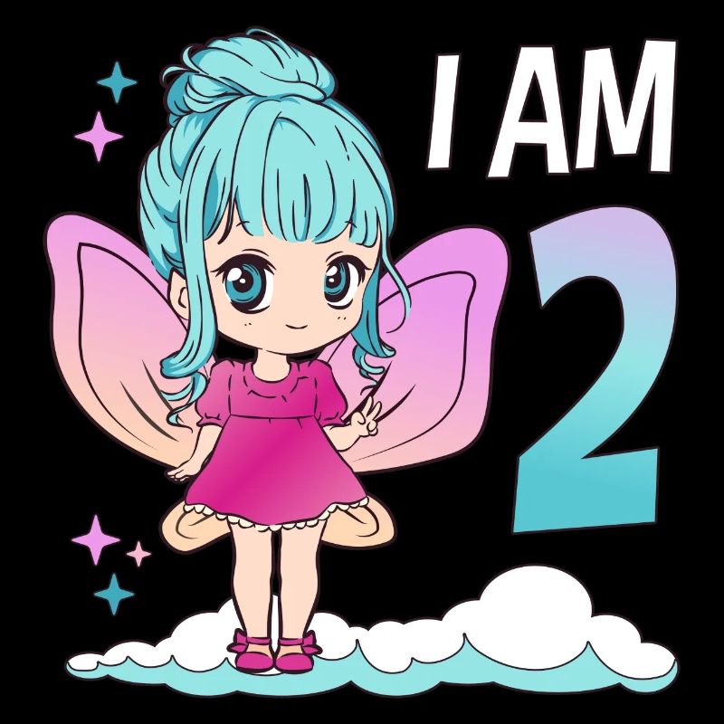 2. Geburtstag Fee Mädchen 2 Jahre alt Kawaii