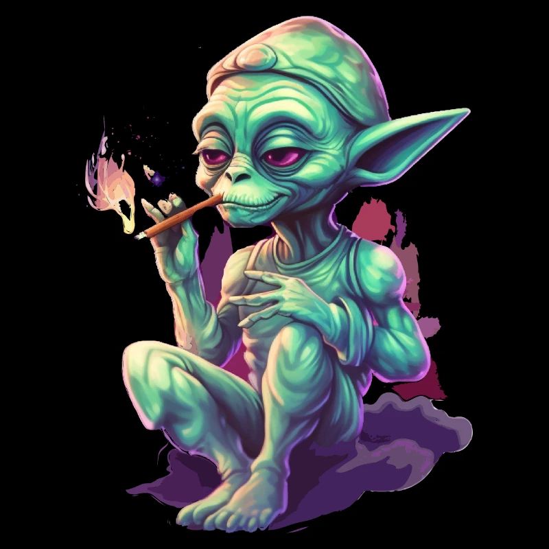 Witziger Alien mit Joint