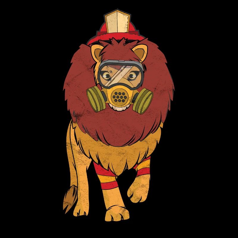 Firefighter Firefighter Lion Comic Cartoon Gift