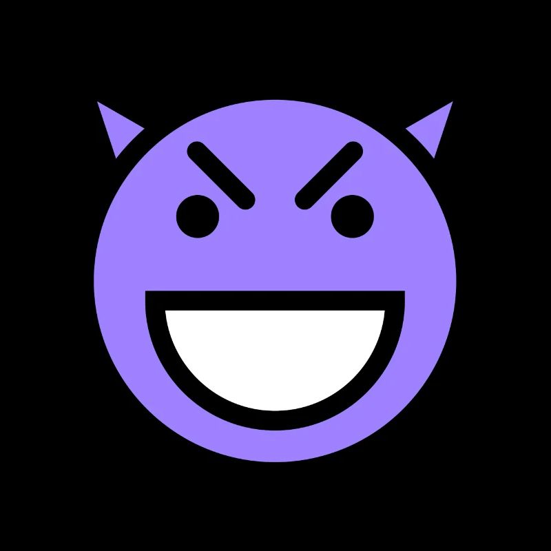 Smiley Face Laughing Devil Gesicht blau