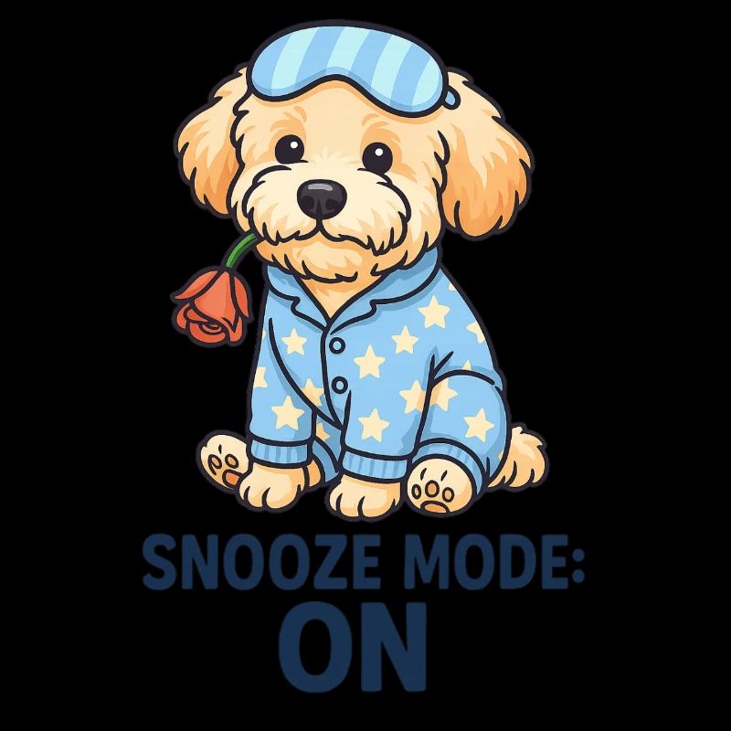 Maltipoo en pyjama avec rose – Mode Snooze ON