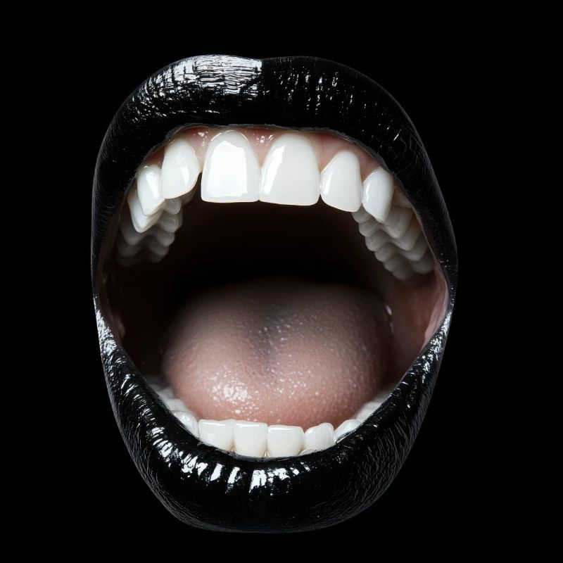 Offener Mund mit schwarzem Lippenstift