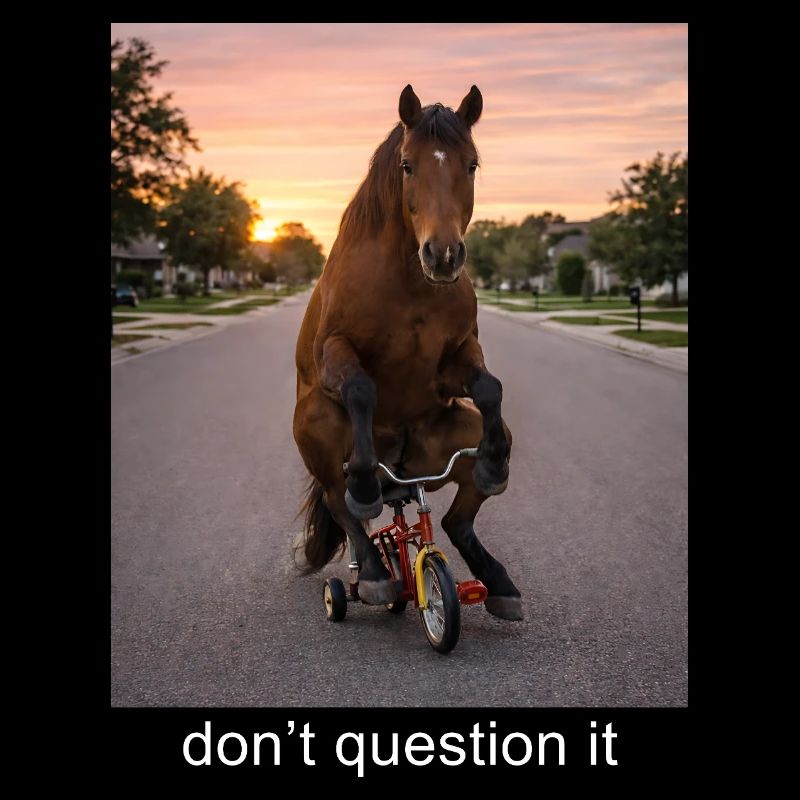 Ne pas questionner ça sur le mème de cheval Humour drôle