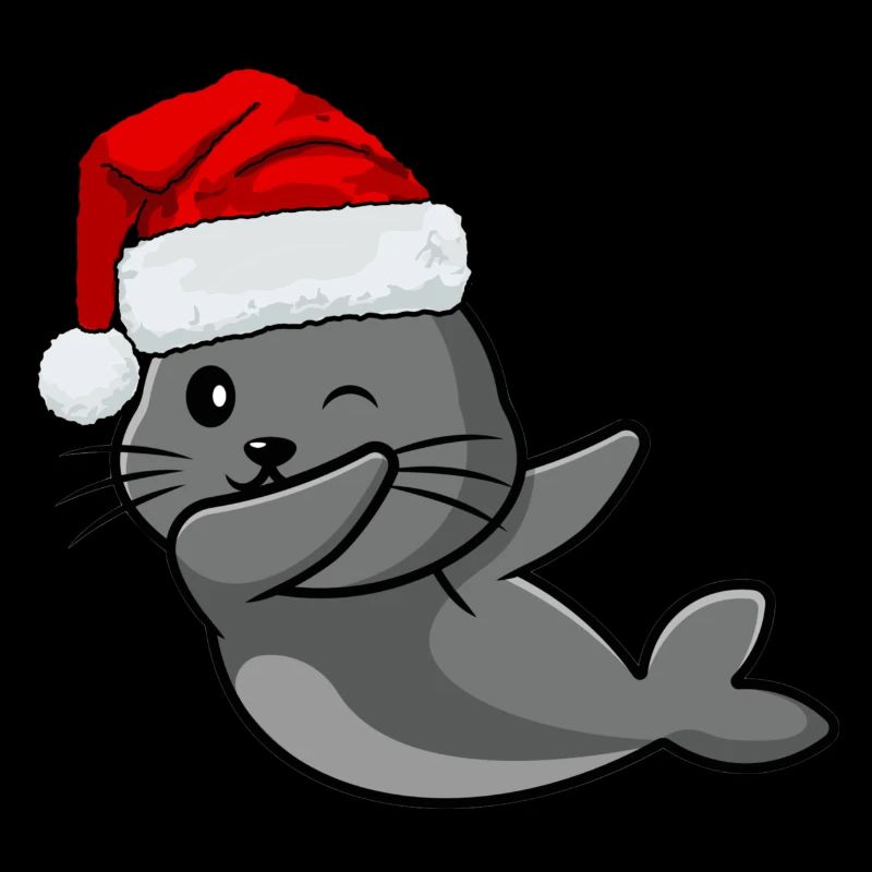 Ozean Tier Geschenk Dabbing Weihnachtsmann Robbe