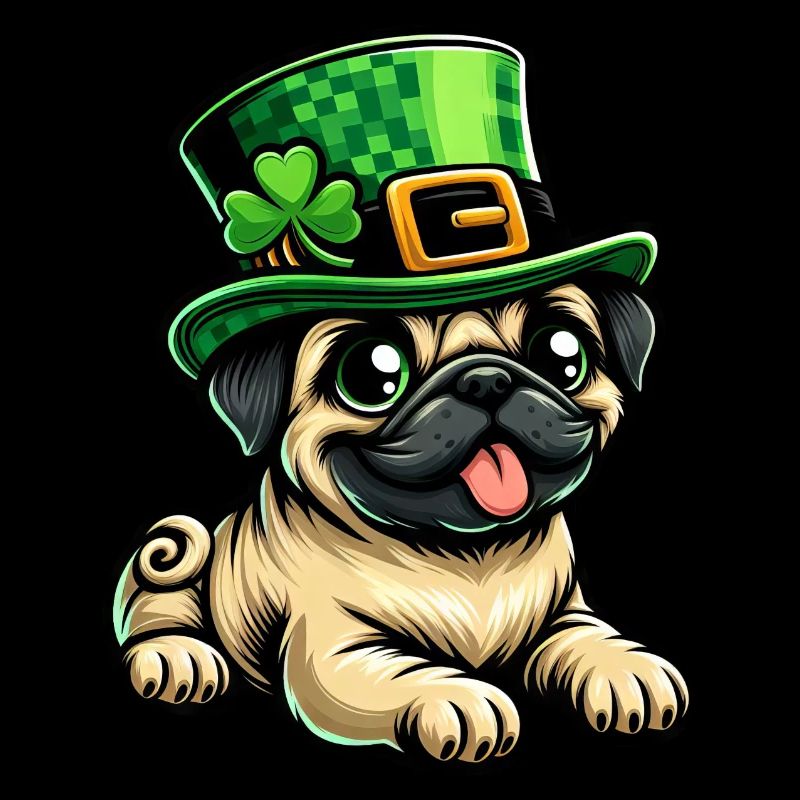 Cute Cartoon Pug St. Patrick's Day Dog