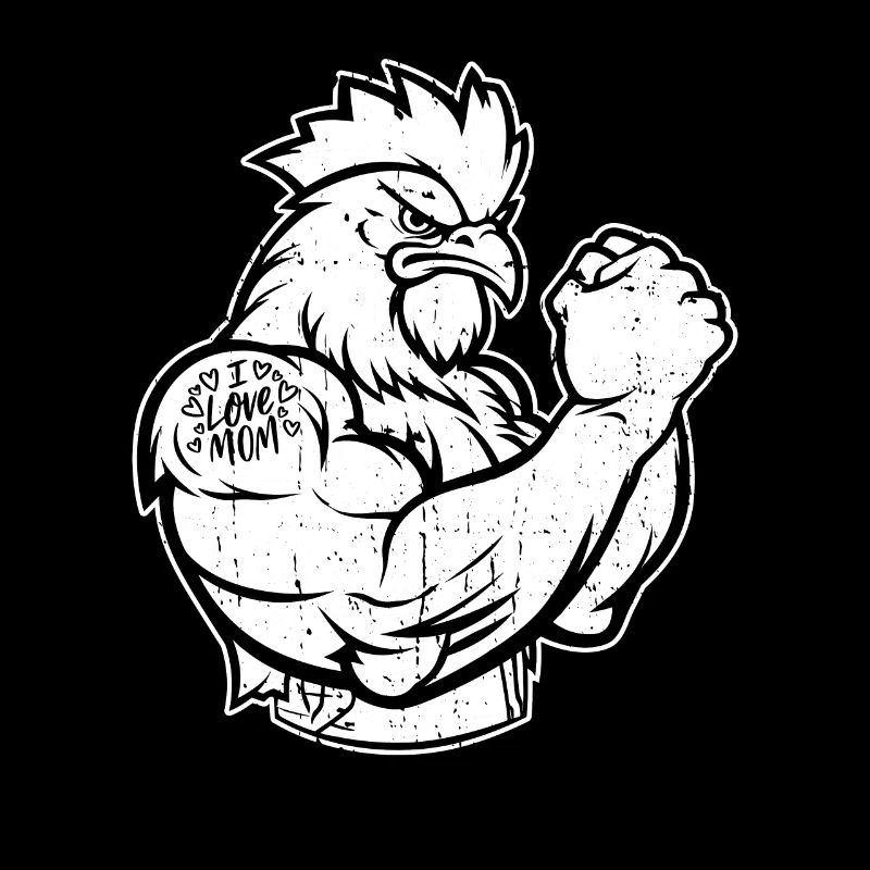 Poulet poule biceps tatouage j’aime maman