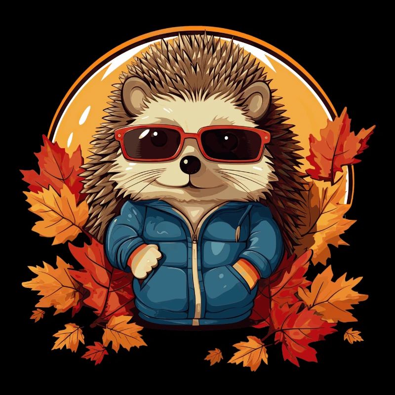 Cooler Igel mit Sonnenbrille Herbst