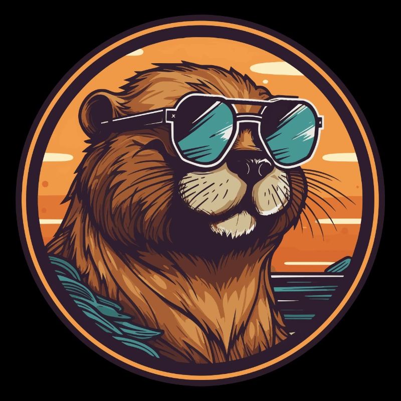 Biber mit Sonnenbrille, Nagetier, Castor