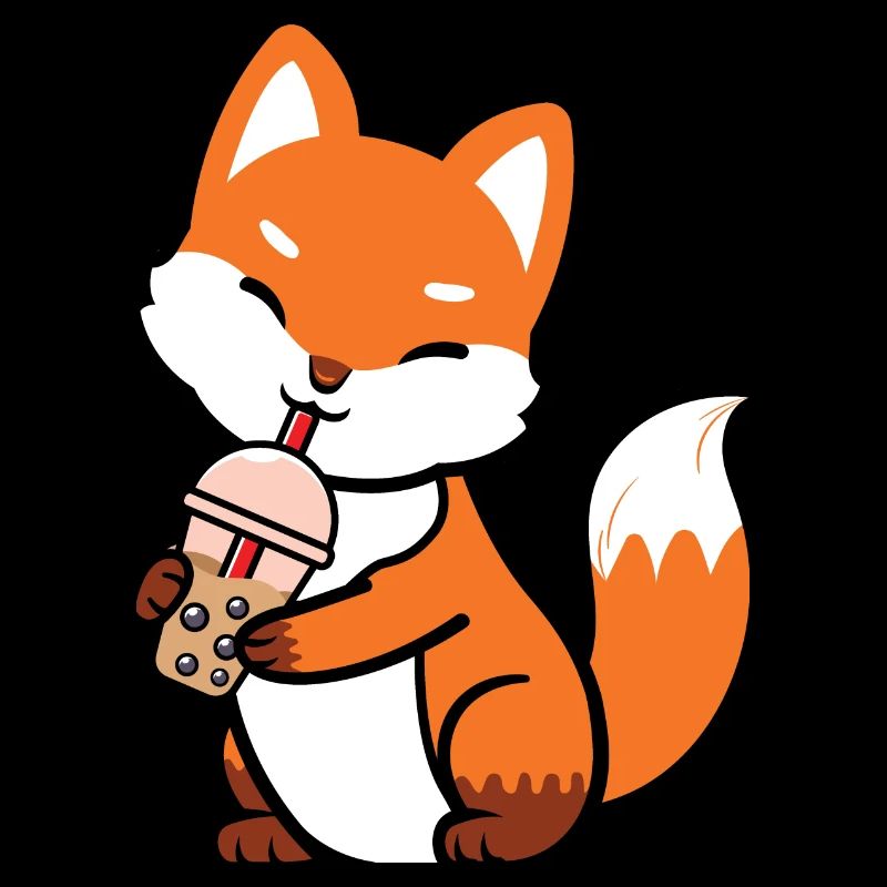 Drôle de renard boit Boba Tea Bubble Tea