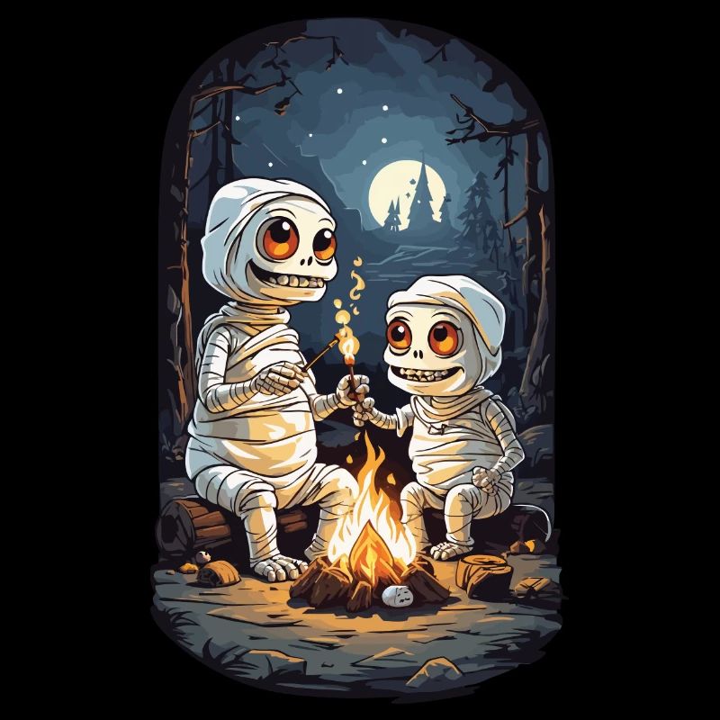 Conception de fête de feu de camp de momies d’Halloween pour enfants