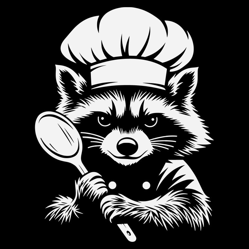 Grimmiger Waschbär Koch | Lustiges Küchen Motiv