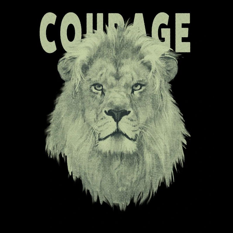 Design Lion Courage avec Effet Halftone