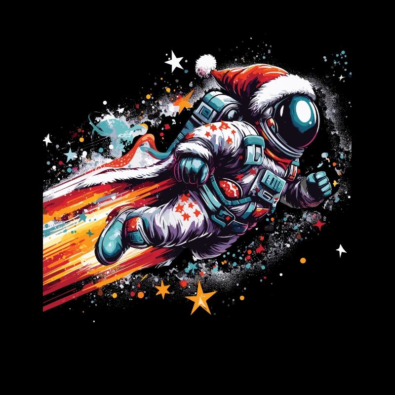 Super Père Noël en tant qu’astronaute dans l’espace