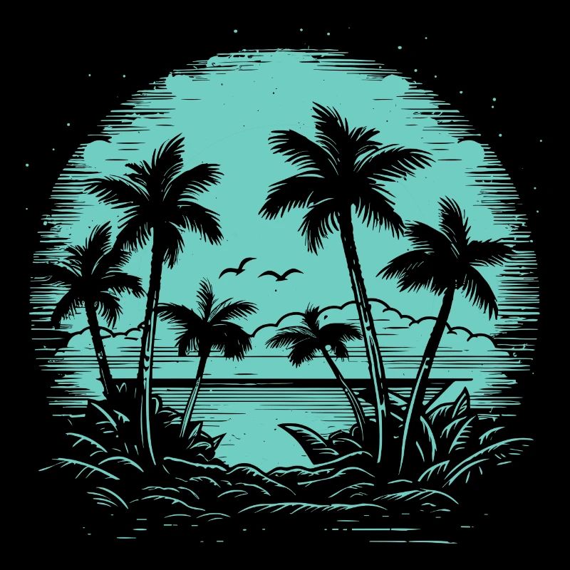 Vintage Palms Retro Summer Sunset