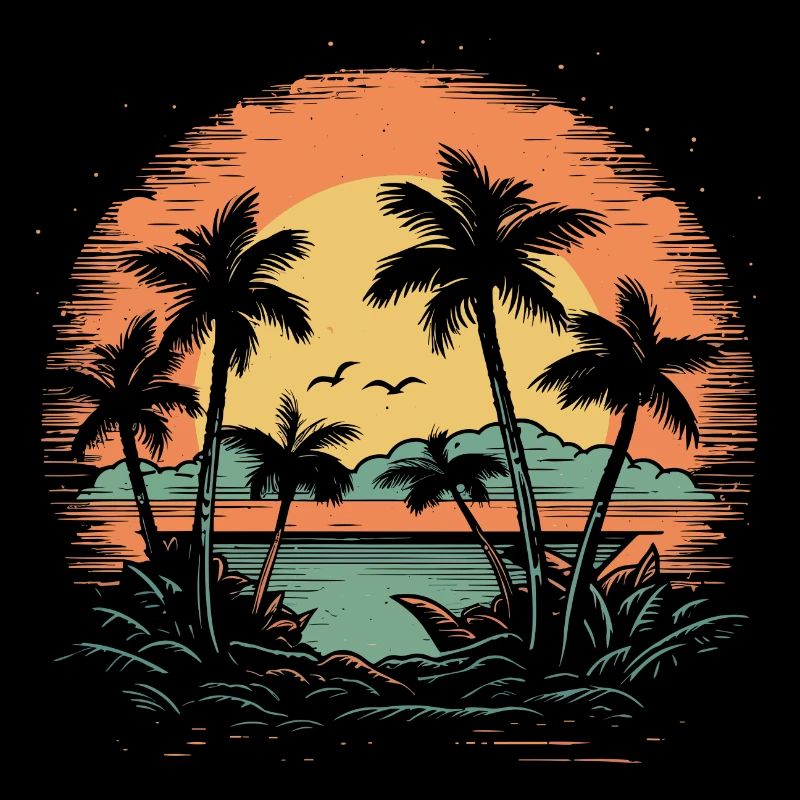 Vintage Palms Retro Summer Sunset