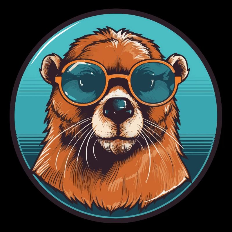 Beaver with sunglasses, rodent, castor