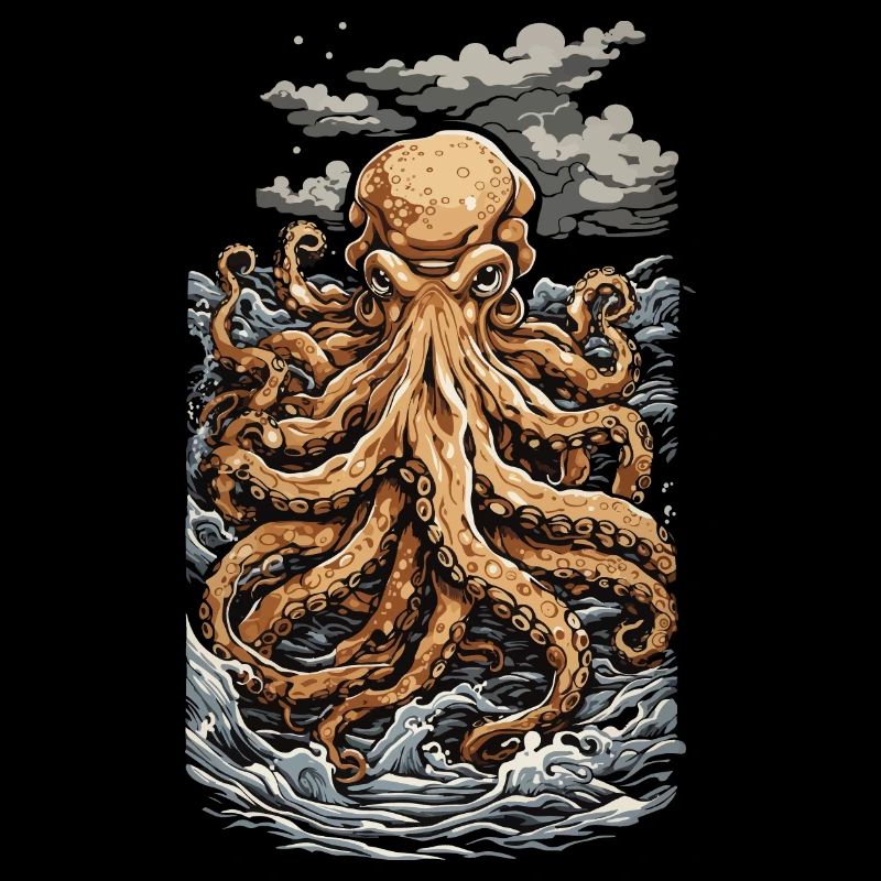 Ukiyo-e Octopus Retro Japanese Sea Art
