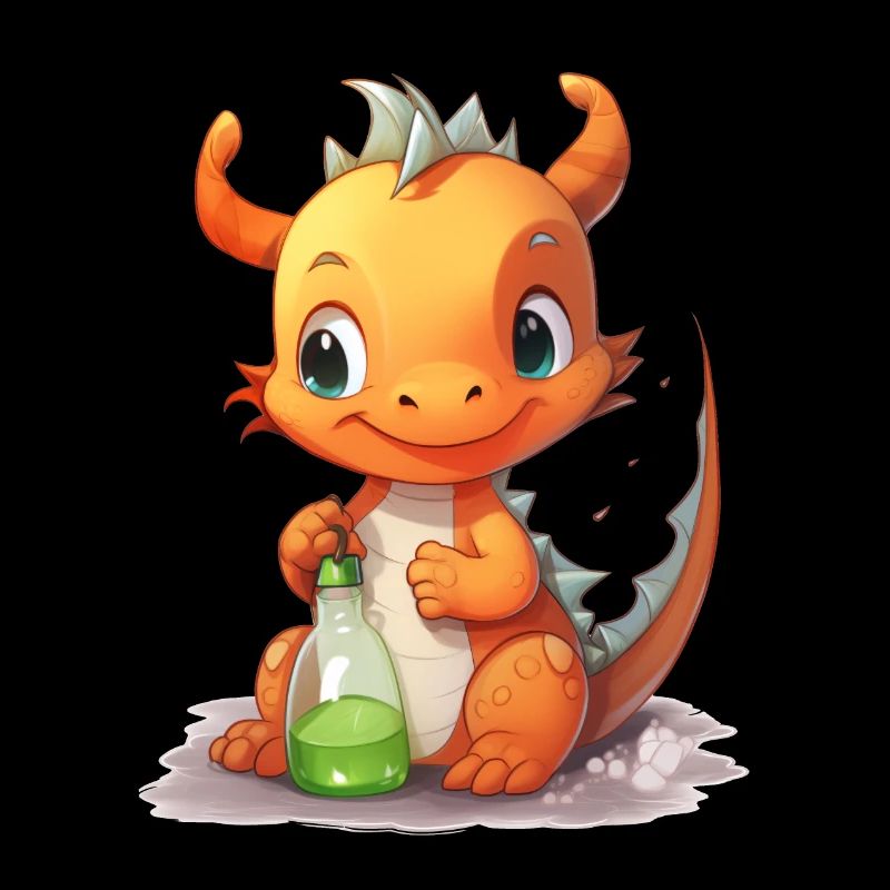 Bébé Dragon Orange Biberon Shirt mignon