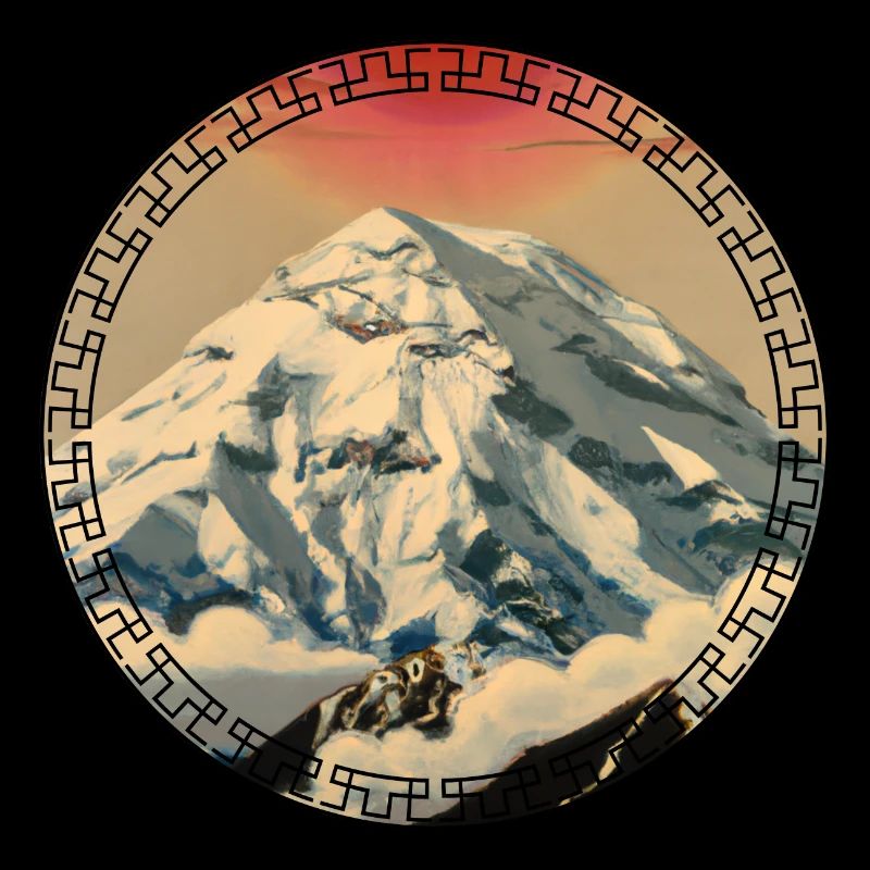 Mount Everest in Japanese ukiyo-e style Mountain