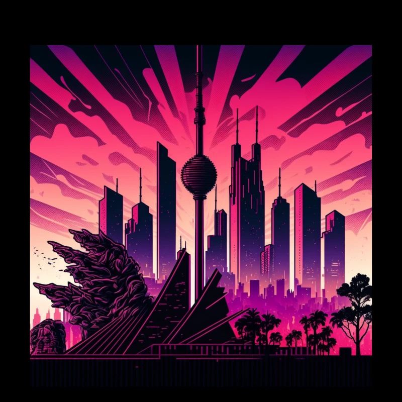 Skyline de Berlin dans la lumière du soir Optique rétro-ondes