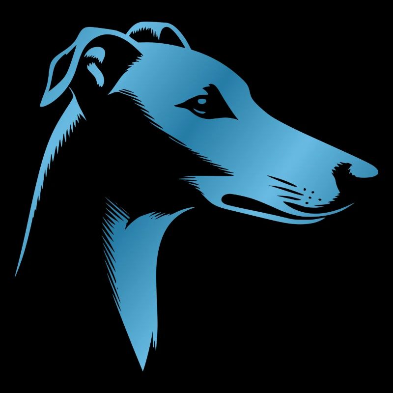 Lévrier Lévrier, tête de chien, dessin bleu